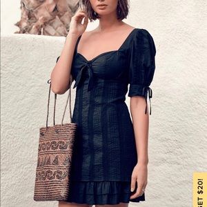 Black Pleated lace mini dress